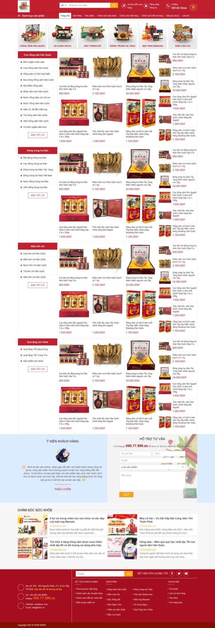 Theme wordpress bán nhân sâm